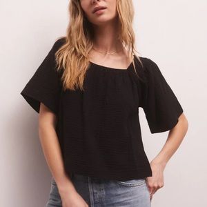 NO RULES GAUZE TOP in black